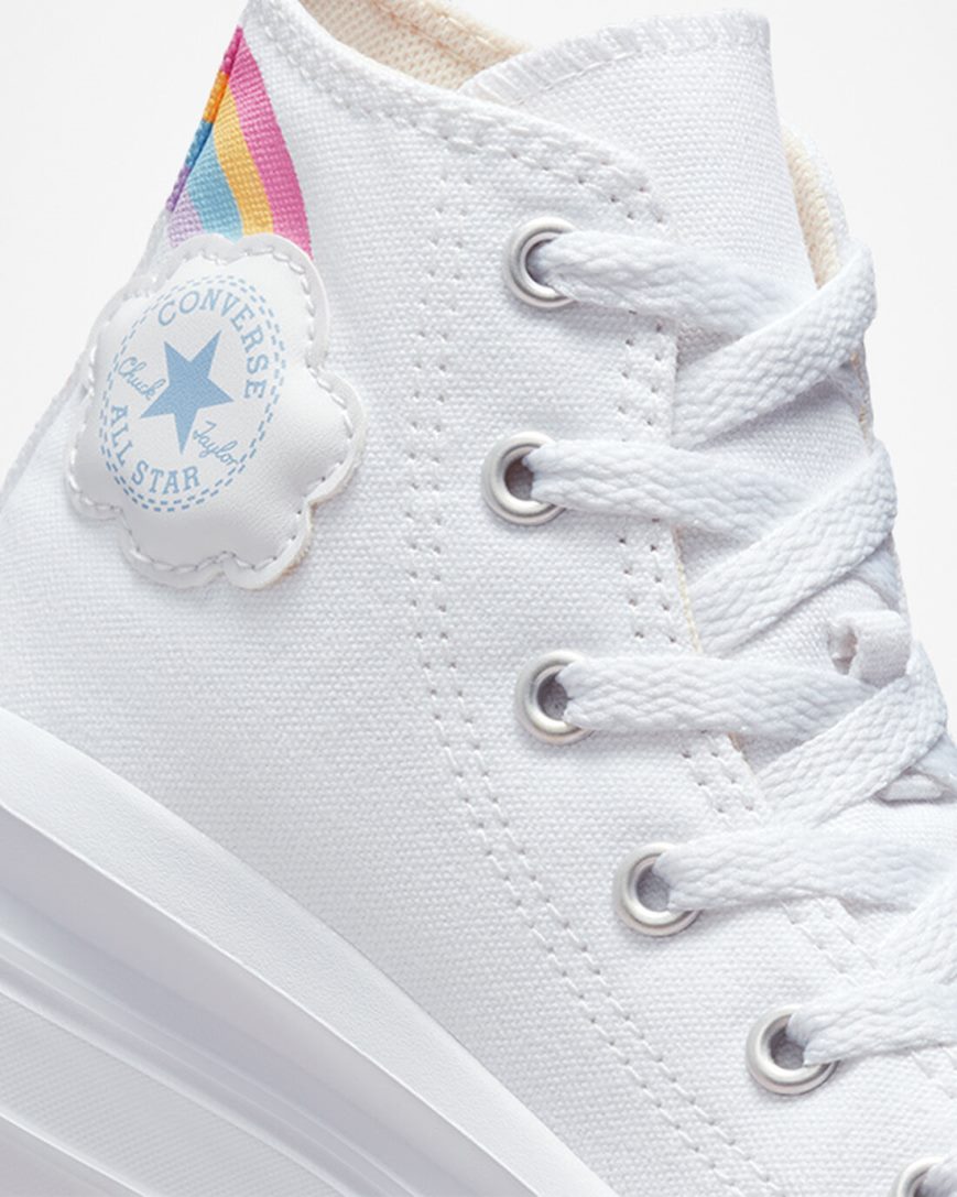 Sapatos Plataforma Converse Chuck Taylor All Star Move Rainbow Cloud Cano Alto Menina Branco Azuis Rosa | PT I01T395